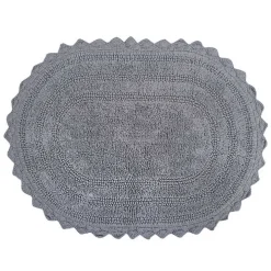 Gray Large Crochet Oval Bath Mat