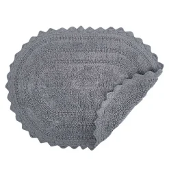 Gray Large Crochet Oval Bath Mat