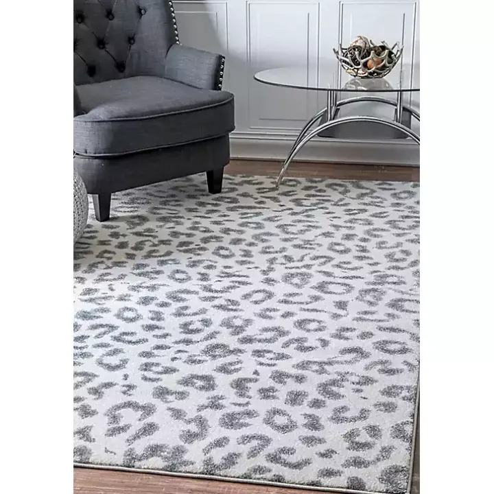 Gray Leopard Print Area Rug, 5x7