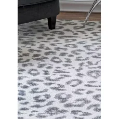Gray Leopard Print Area Rug, 5x7
