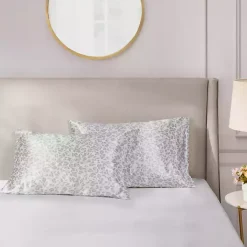 Gray Leopard Satin Standard 2-pc. Pillow Case Set