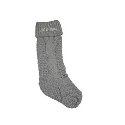 Gray Let it Snow Cable Knit Stocking