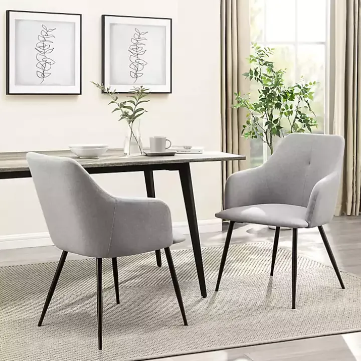 Gray Lily Upholstered Dining Chairs, Set of 2