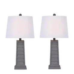 Gray Louvered Shutter Table Lamps, Set of 2