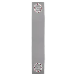 Gray Merry Christmas Wreath Table Runner