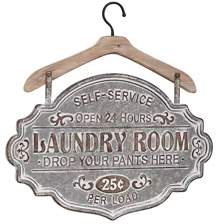Gray Metal Laundry Room Wall Plaque