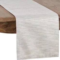 Gray Metallic Woven Stripe Table Runner
