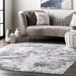 Gray Modern Abstract Washable Runner