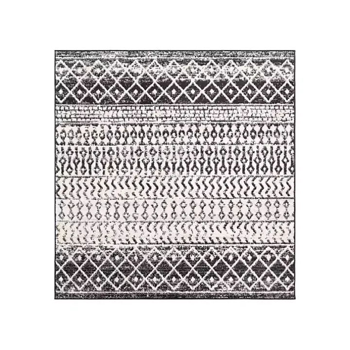 Gray Moroccan Pattern Square Area Rug, 6 ft.
