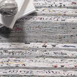 Gray Mottled Stripe Tassel Area Rug, 9x12