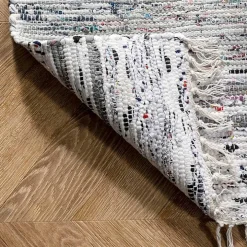 Gray Mottled Stripe Tassel Area Rug, 9x12