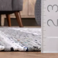 Gray Mottled Stripe Tassel Area Rug, 9x12