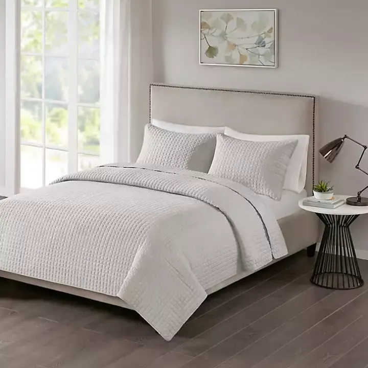 Gray Nash 3-pc. Reversible King Coverlet Set