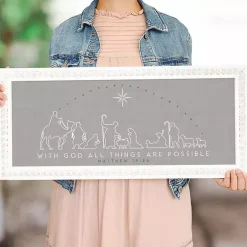 Gray Nativity Scene Wall Plaque