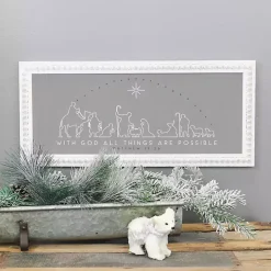 Gray Nativity Scene Wall Plaque
