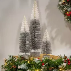 Gray Ombre Bottle Brush Christmas Trees, Set of 3