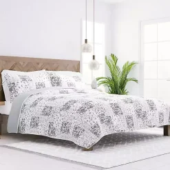 Gray Patchwork Reversible 2-pc. Twin Quilt Set