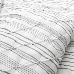 Gray Pintuck Stripe Full/Queen 5-pc. Comforter Set