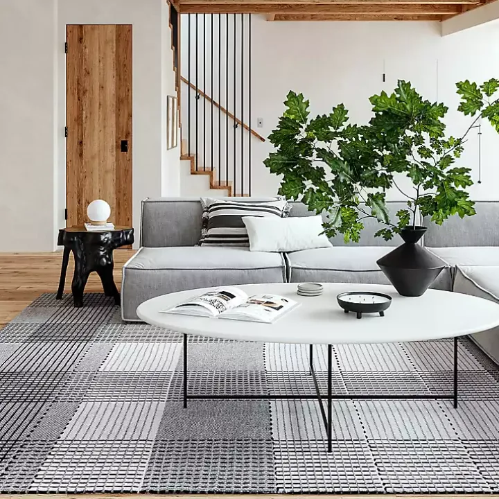 Gray Plaid Emily Henderson x RugsUSA Area Rug, 5x8