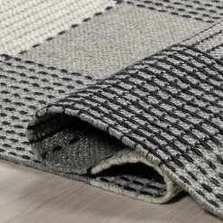 Gray Plaid Emily Henderson x RugsUSA Runner, 2x8