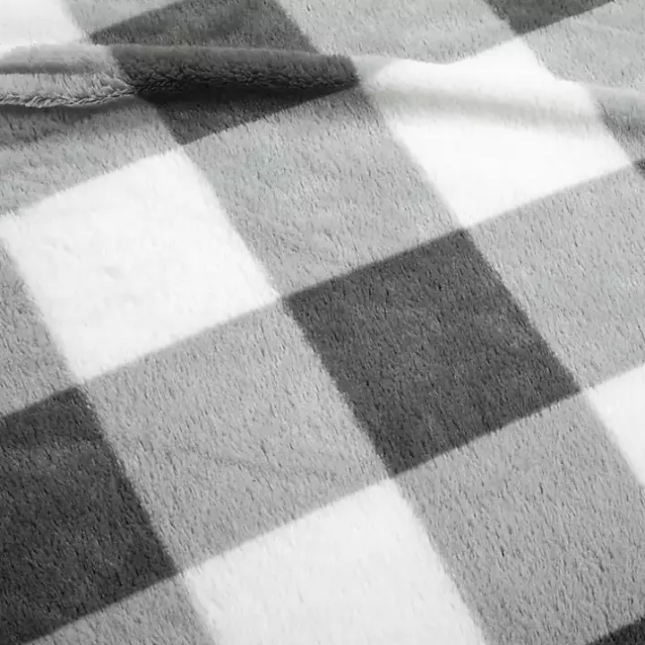 Gray Plaid Faux Fur 3-pc. Full/Queen Comforter Set