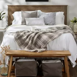 Gray Plaid Plush Throw