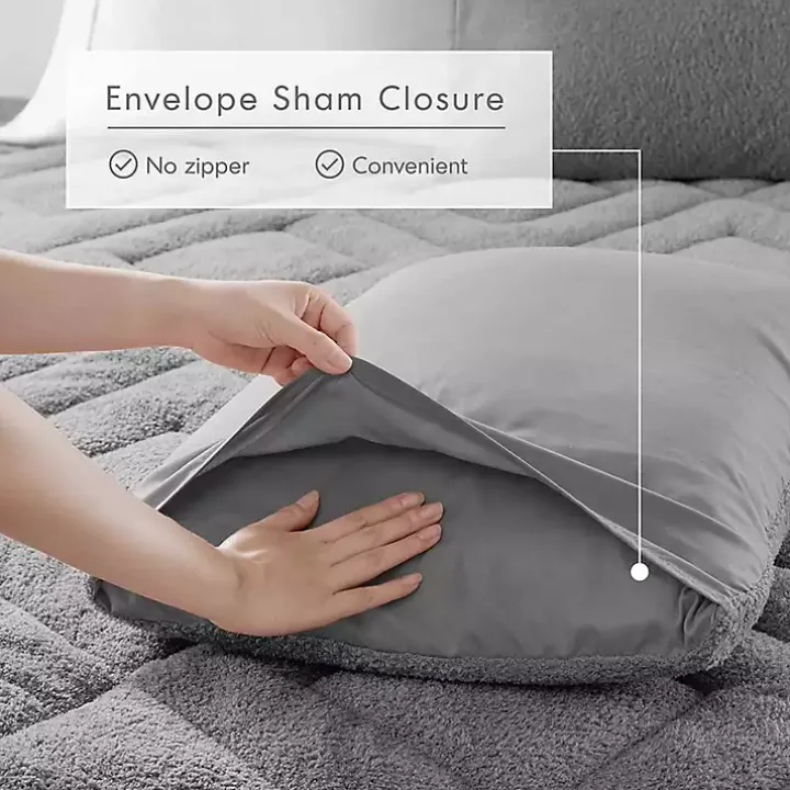 Gray Quilted Teddy 3-pc. Full/Queen Comforter Set