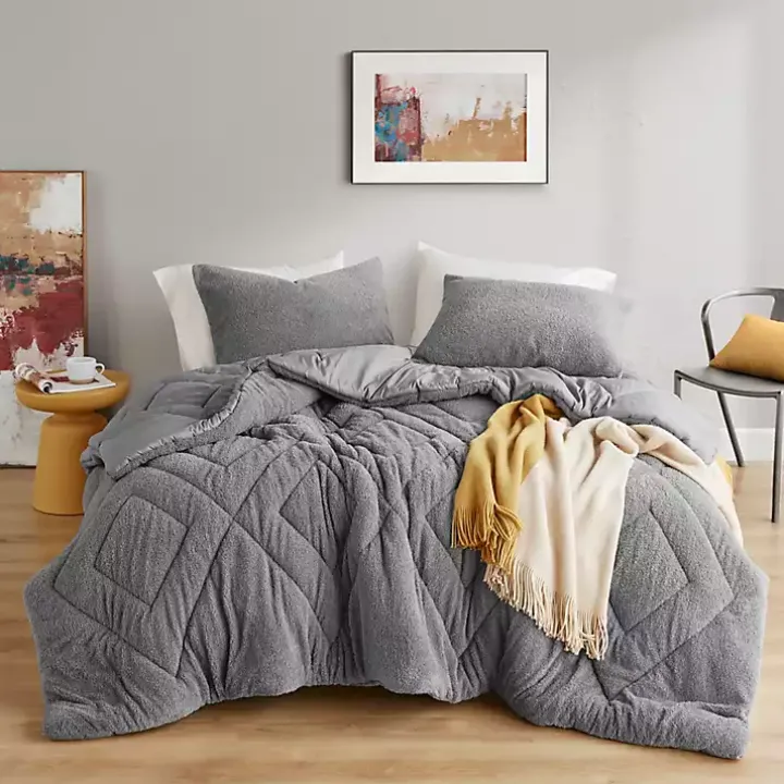 Gray Quilted Teddy 2-pc. Twin Comforter Set