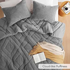Gray Quilted Teddy 2-pc. Twin Comforter Set