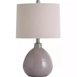 Gray Ribbed Ceramic Table Lamp