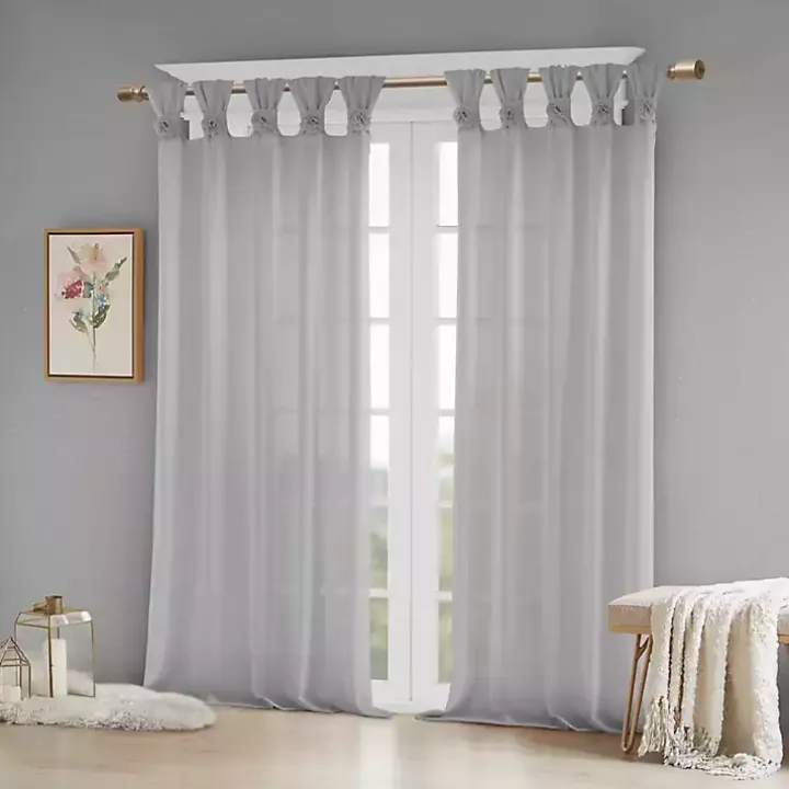 Gray Rosette Tab Top Curtain Panel, 84 in.