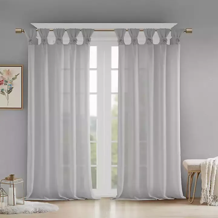 Gray Rosette Tab Top Curtain Panel, 84 in.