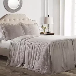 Gray Ruffle Skirt 3-pc. King Comforter Set