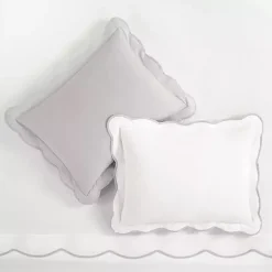 Gray Scallop Edge 3-pc. Full/Queen Duvet Cover Set