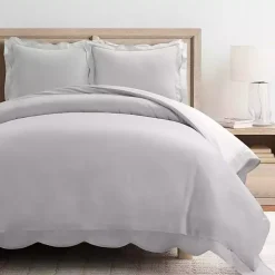 Gray Scallop Edge 3-pc. King Duvet Cover Set