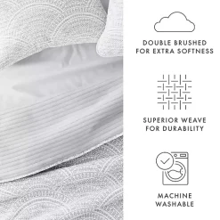 Gray Scalloped Reversible 3-pc. Queen Quilt Set