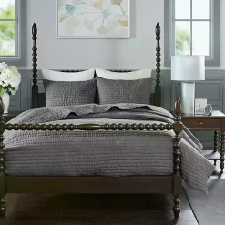 Gray Serene Quilted 3-pc. Queen Coverlet Set