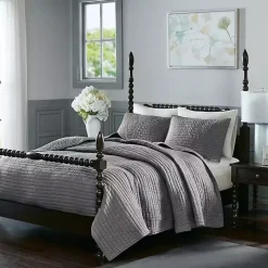 Gray Serene Quilted 3-pc. Queen Coverlet Set