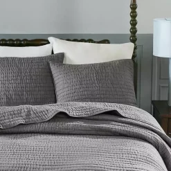 Gray Serene Quilted 3-pc. Queen Coverlet Set