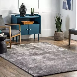 Gray Shag Washable Area Rug, 5x8