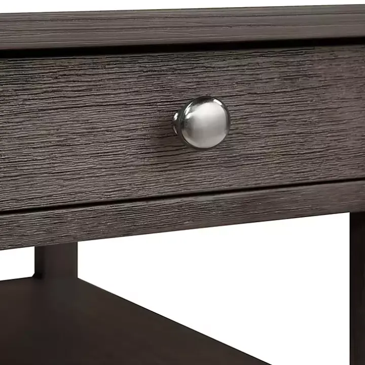 Gray 2-Shelf Charging Accent Table