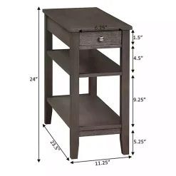 Gray 2-Shelf Charging Accent Table