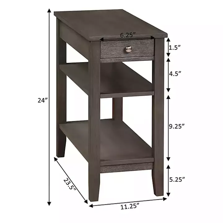 Gray 2-Shelf Charging Accent Table