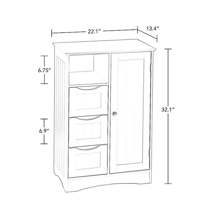 Gray Single Door 3-Drawer Cabinet