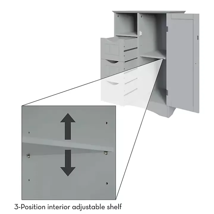 Gray Single Door 3-Drawer Cabinet