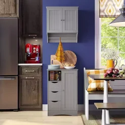 Gray Single Door 3-Drawer Cabinet