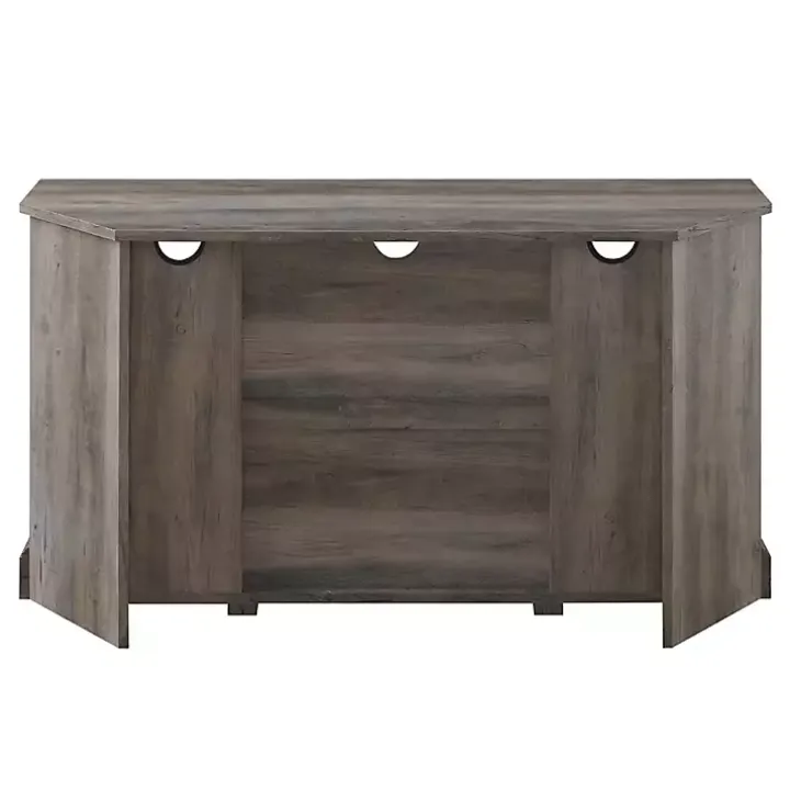 Gray Sliding Barn Doors Corner TV Stand