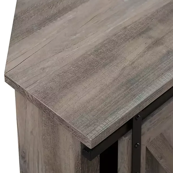 Gray Sliding Barn Doors Corner TV Stand