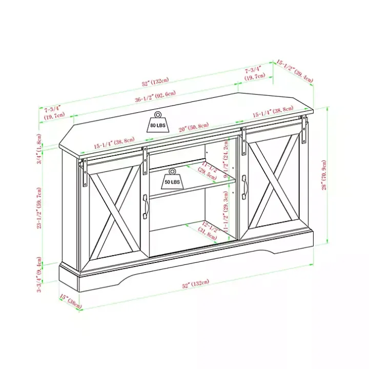 Gray Sliding Barn Doors Corner TV Stand