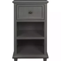 Gray Slim Wooden 2-Shelf Side Table